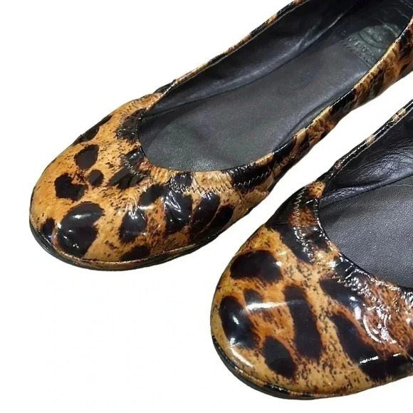Tory Burch Eddie Patent Leather Leopard Animal Print Ballet Flats Women’s 7.5 - Picture 10 of 10